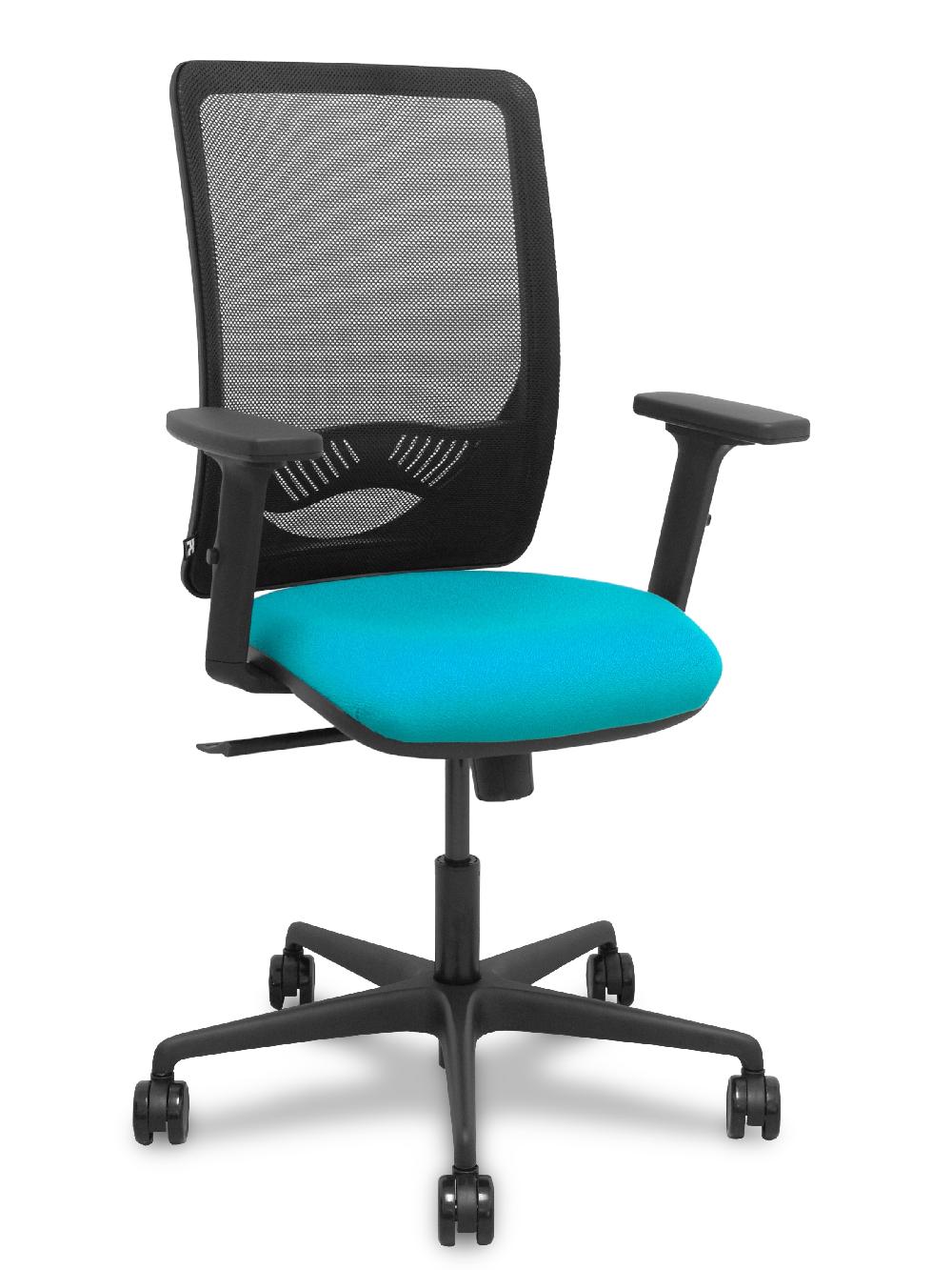 piqueras y crespo Silla Zulema sincro malla negra asiento bali turquesa brazos 2D ruedas 65mm