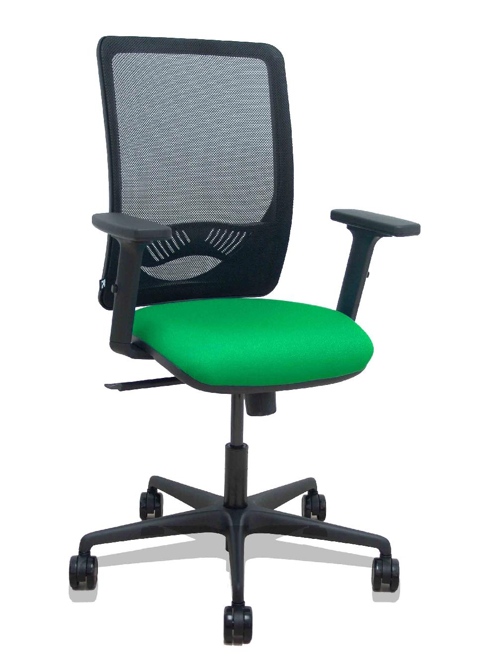 piqueras y crespo Silla Zulema sincro malla negra asiento bali verde brazos 2D ruedas 65mm