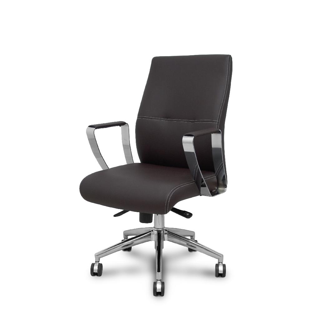 Piqueras Y Crespo Sillón Confidente Ergo540CS Sincro Similpiel Marron Oscuro Base Cromo Ruedas Cromadas