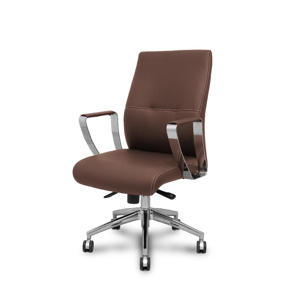Piqueras Y Crespo Sillón Confidente Ergo540CS Sincro Similpiel Marron Base Cromo Ruedas Cromadas