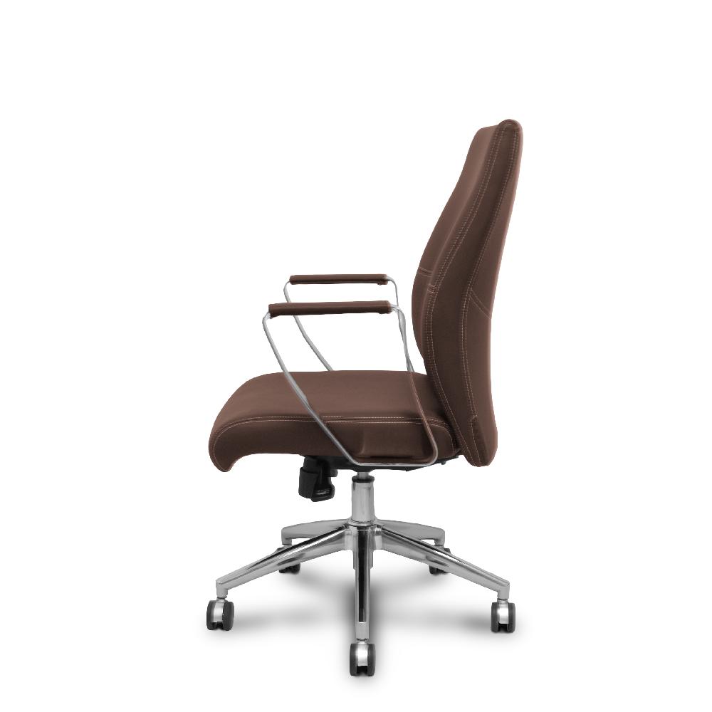 Piqueras Y Crespo Sillón Confidente Ergo540CS Sincro Similpiel Marron Base Cromo Ruedas Cromadas