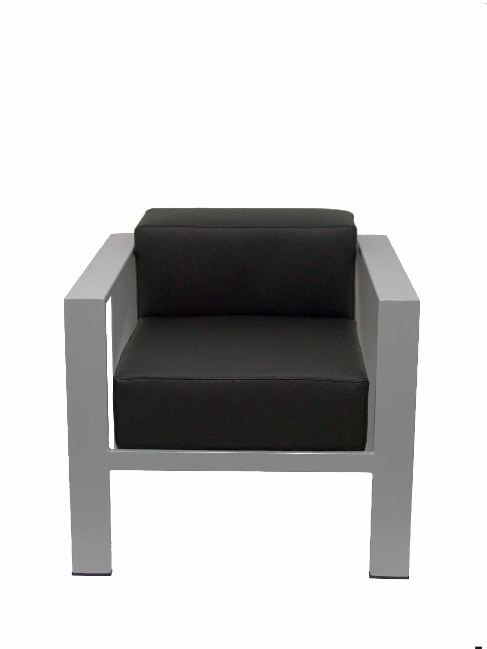 Piqueras Y Crespo Sillón De Espera Lázaro Similpiel Negro Chasis Plata