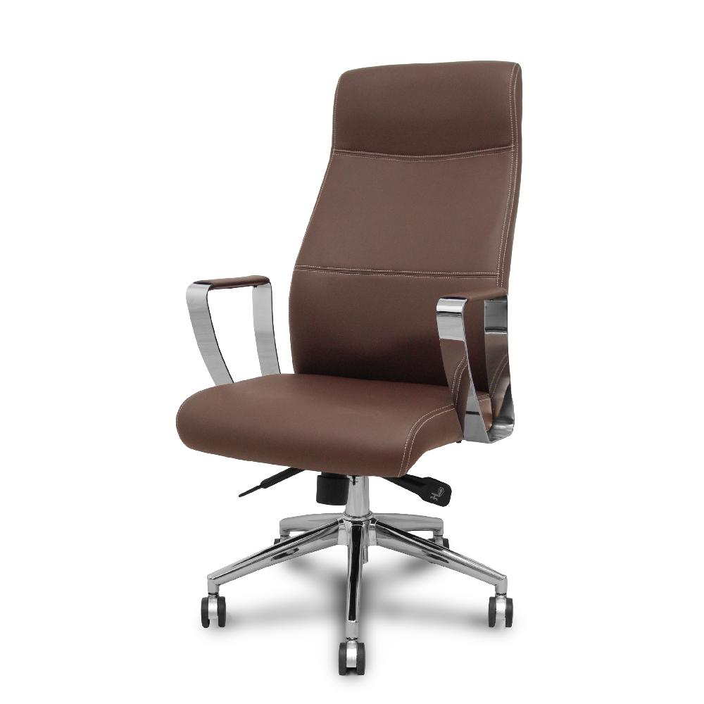 Piqueras Y Crespo Sillón Dirección Ergo540 Sincro Similpiel Marrón Base Cromo Ruedas Cromadas