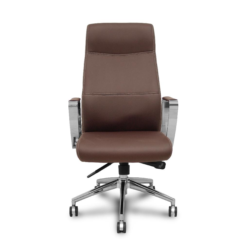 piqueras y crespo Sillón dirección Ergo540 sincro similpiel marrón base cromo ruedas cromadas