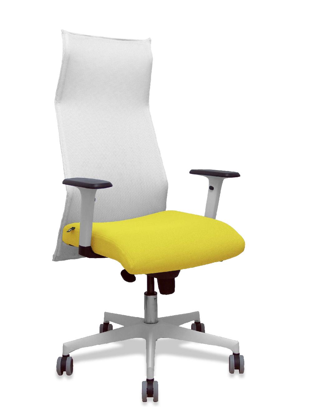 piqueras y crespo Sillón Sahuco blanco bali amarillo brazos blancos base blanca ruedas parqué 65mm