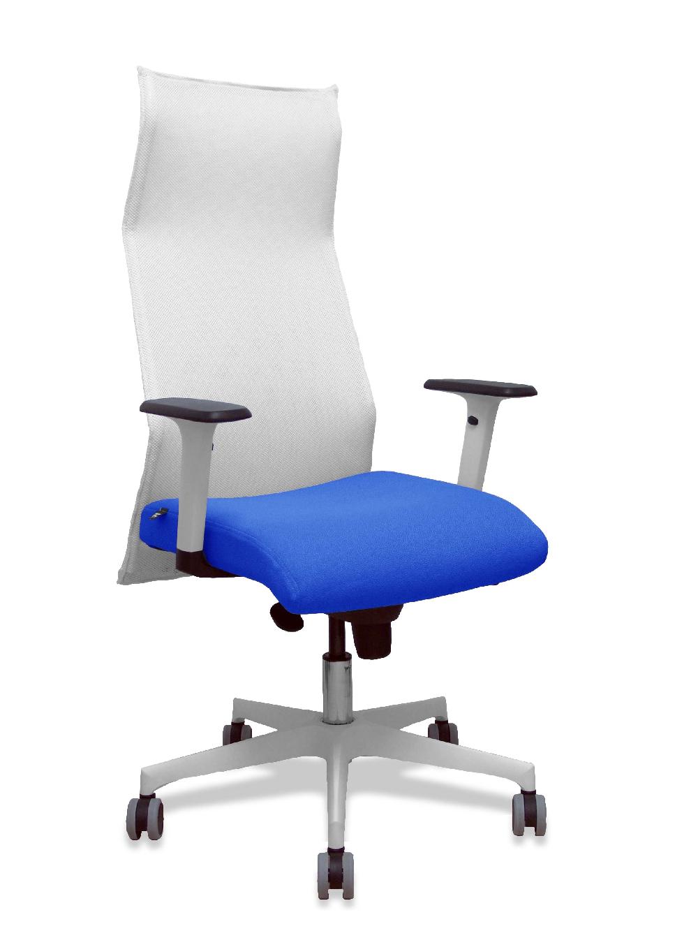 piqueras y crespo Sillón Sahuco blanco bali azul brazos blancos base blanca ruedas parqué 65mm