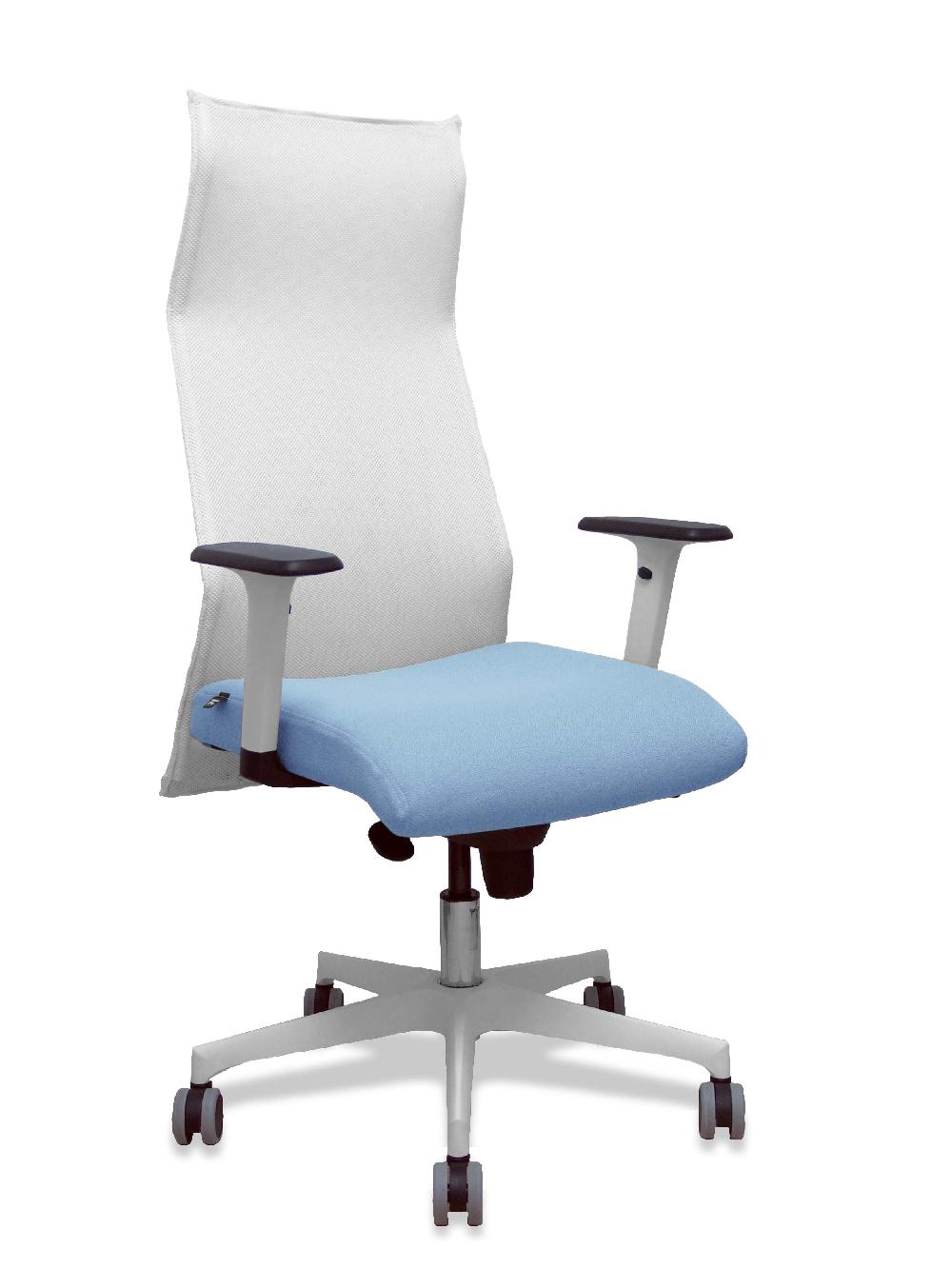 piqueras y crespo Sillón Sahuco blanco bali azul cielo brazos blancos base blanca ruedas parqué 65mm