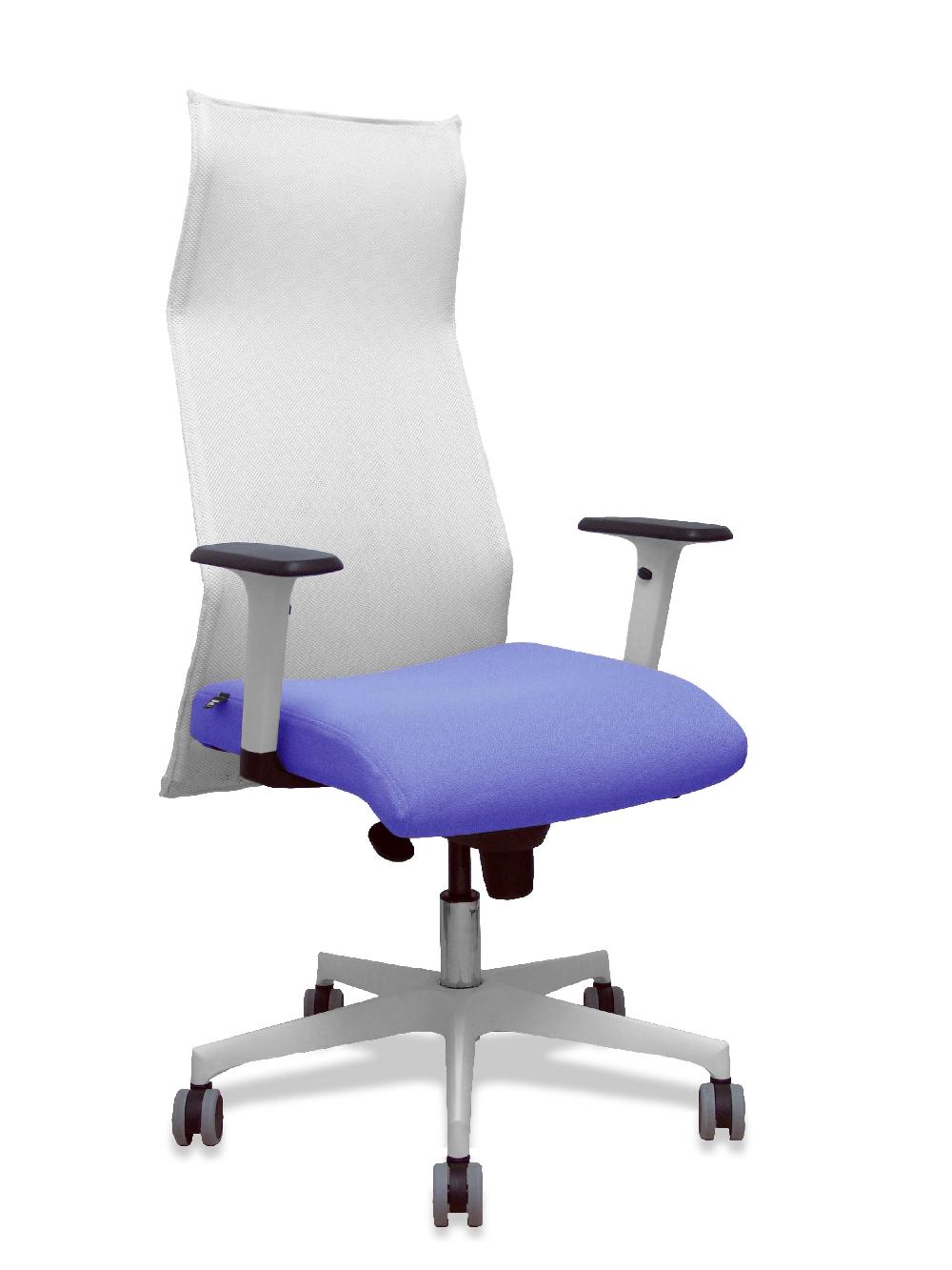 Piqueras Y Crespo Sillón Sahuco Blanco Bali Azul Claro Brazos Blancos Base Blanca Ruedas Parqué 65mm