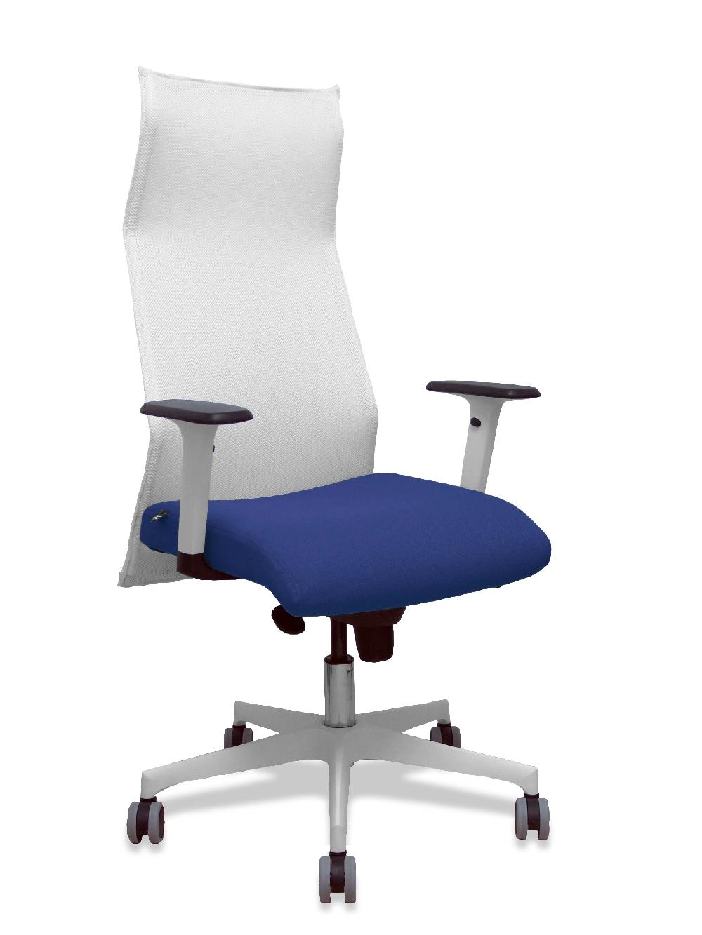 piqueras y crespo Sillón Sahuco blanco bali azul oscuro brazos blancos base blanca ruedas parqué 65mm