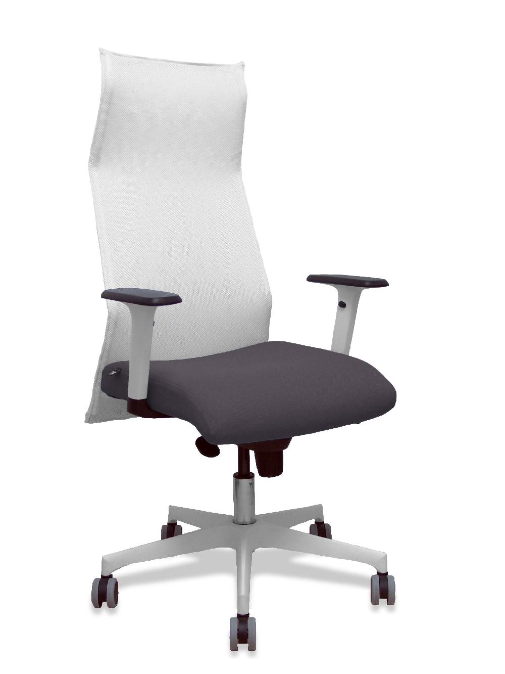 piqueras y crespo Sillón Sahuco blanco bali gris oscuro brazos blancos base blanca ruedas parqué 65mm