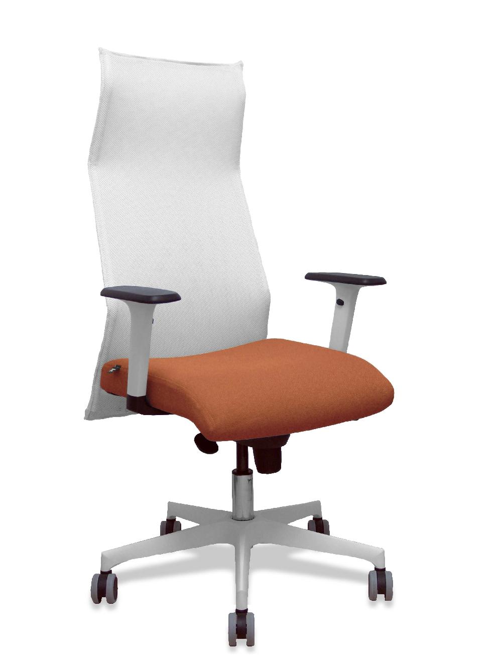 Piqueras Y Crespo Sillón Sahuco Blanco Bali Marrón Brazos Blancos Base Blanca Ruedas Parqué 65mm