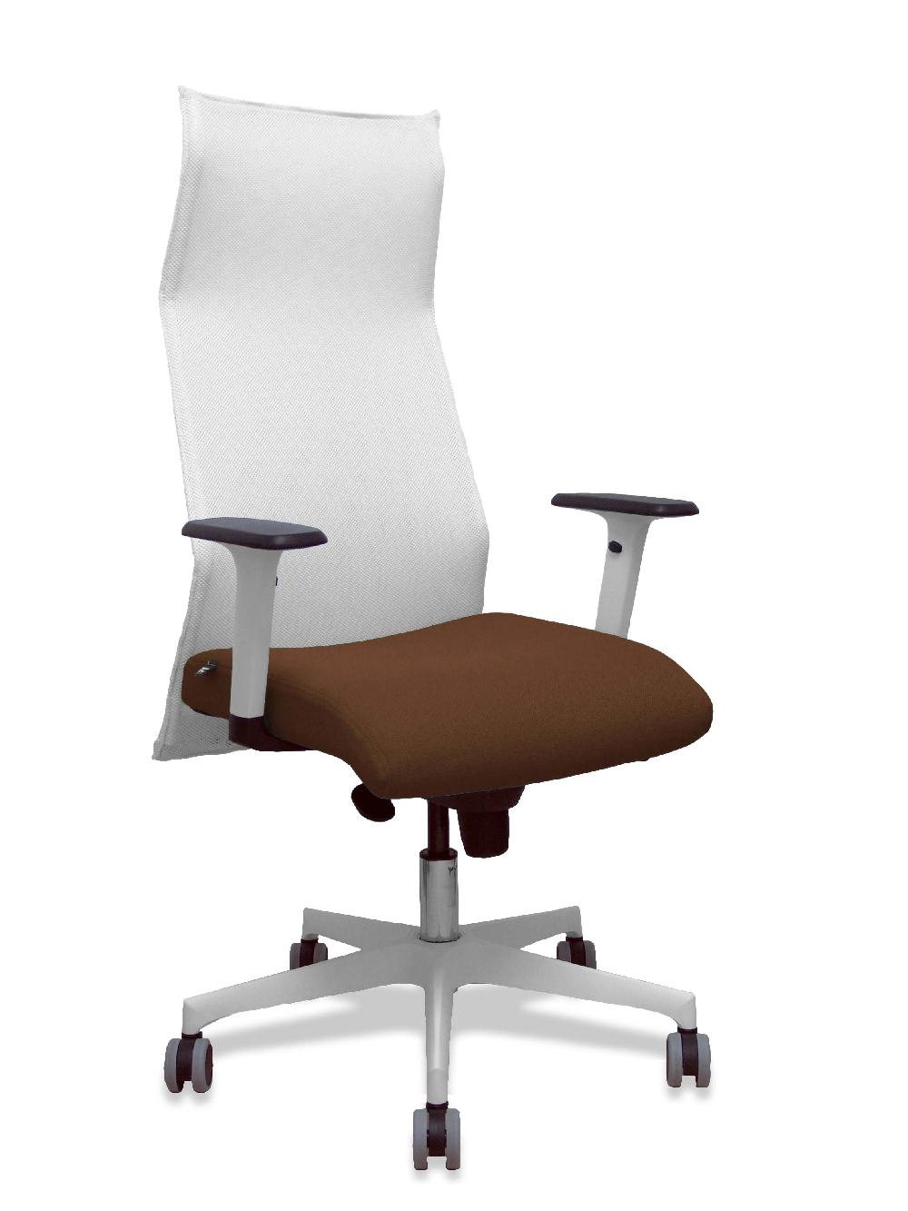 piqueras y crespo Sillón Sahuco blanco bali marrón oscuro brazos blancos base blanca ruedas parqué 65mm