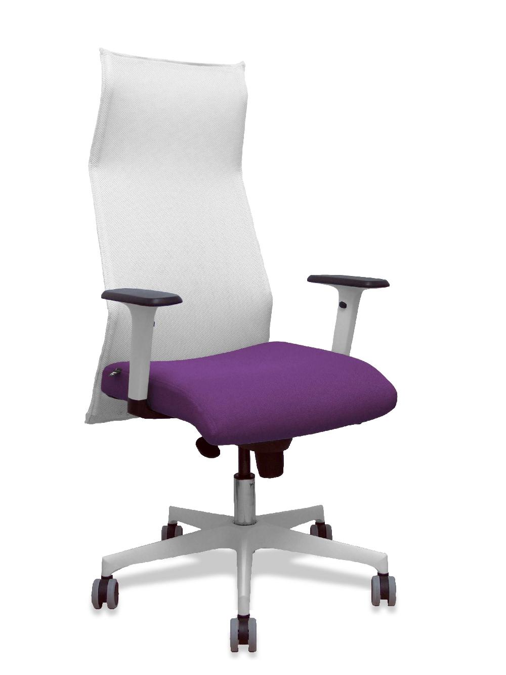 piqueras y crespo Sillón Sahuco blanco bali morado brazos blancos base blanca ruedas parqué 65mm