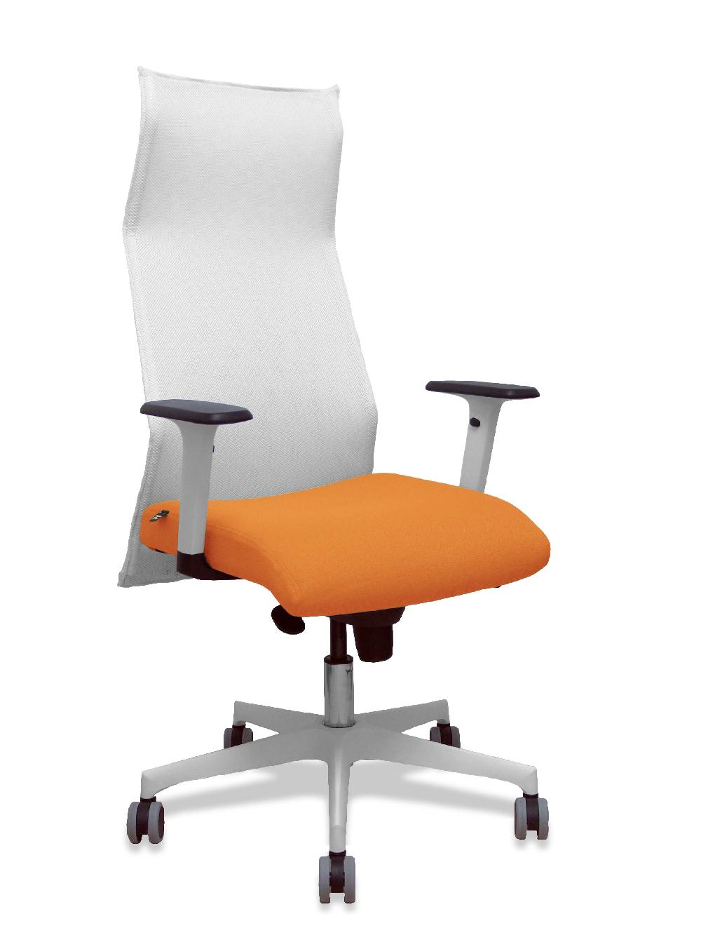 piqueras y crespo Sillón Sahuco blanco bali naranja brazos blancos base blanca ruedas parqué 65mm