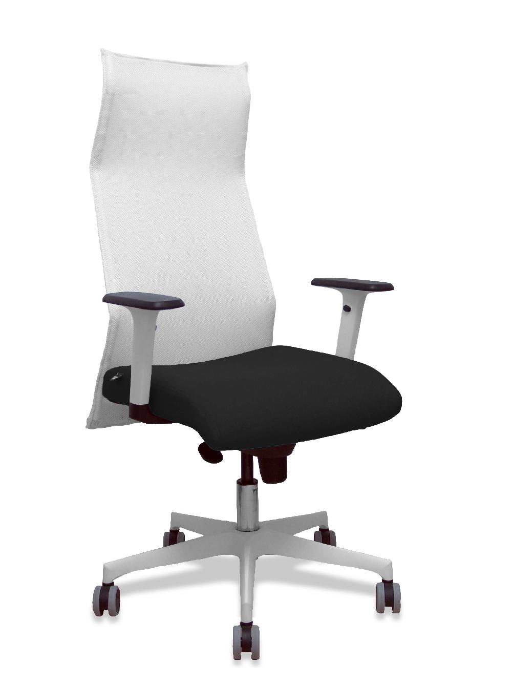 piqueras y crespo Sillón Sahuco blanco bali negro brazos blancos base blanca ruedas parqué 65mm