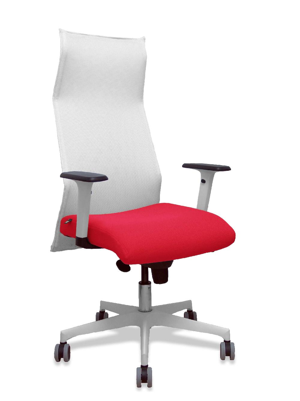 piqueras y crespo Sillón Sahuco blanco bali rojo brazos blancos base blanca ruedas parqué 65mm