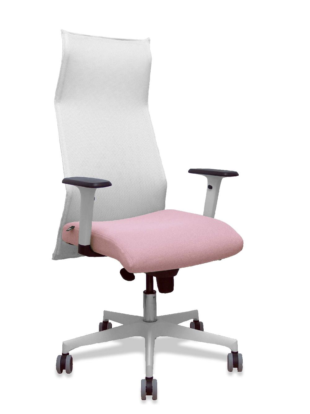 piqueras y crespo Sillón Sahuco blanco bali rosa brazos blancos base blanca ruedas parqué 65mm