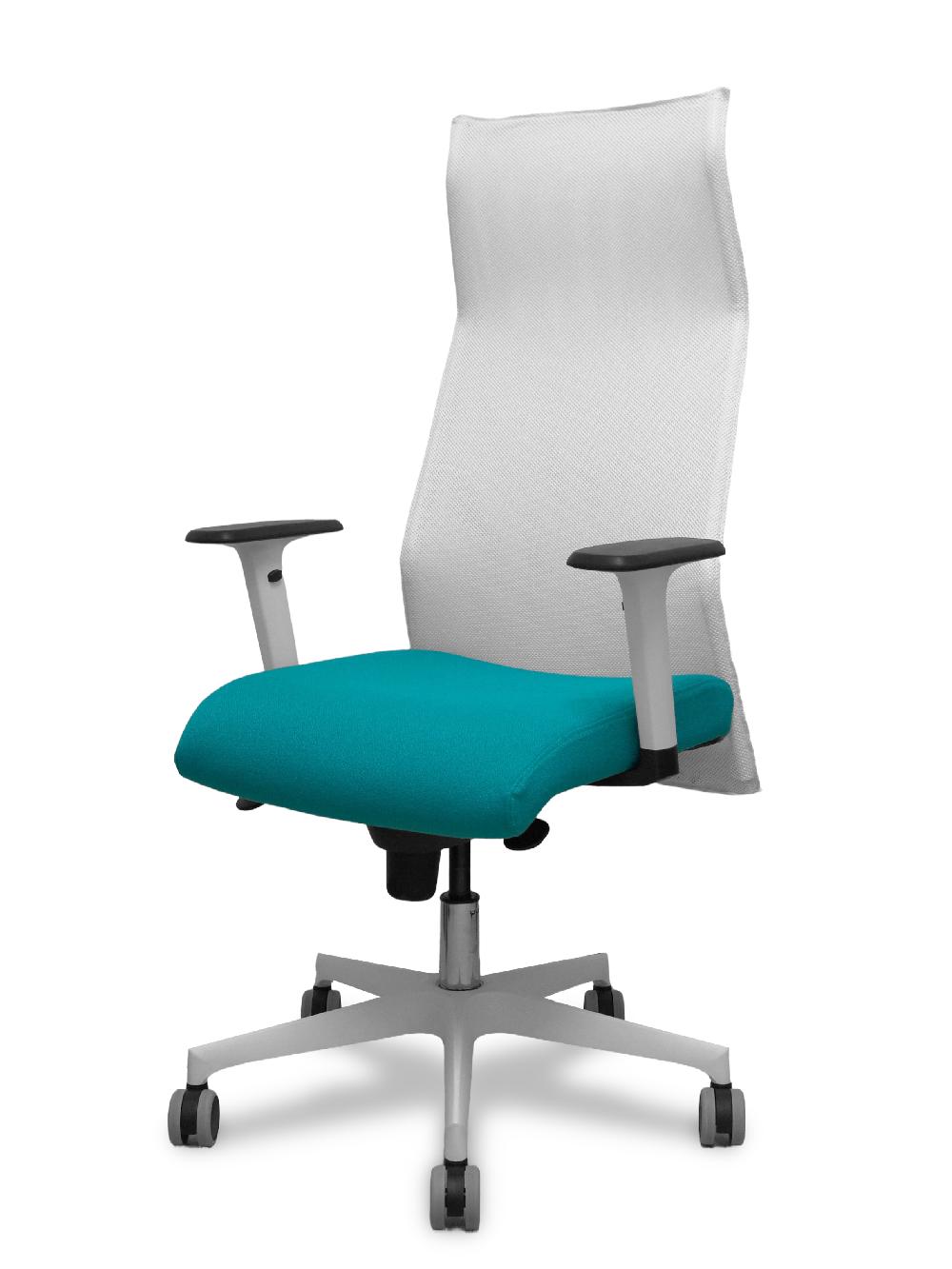 Piqueras Y Crespo Sillón Sahuco Blanco Bali Turquesa Brazos Blancos Base Blanca Ruedas Parqué 65mm