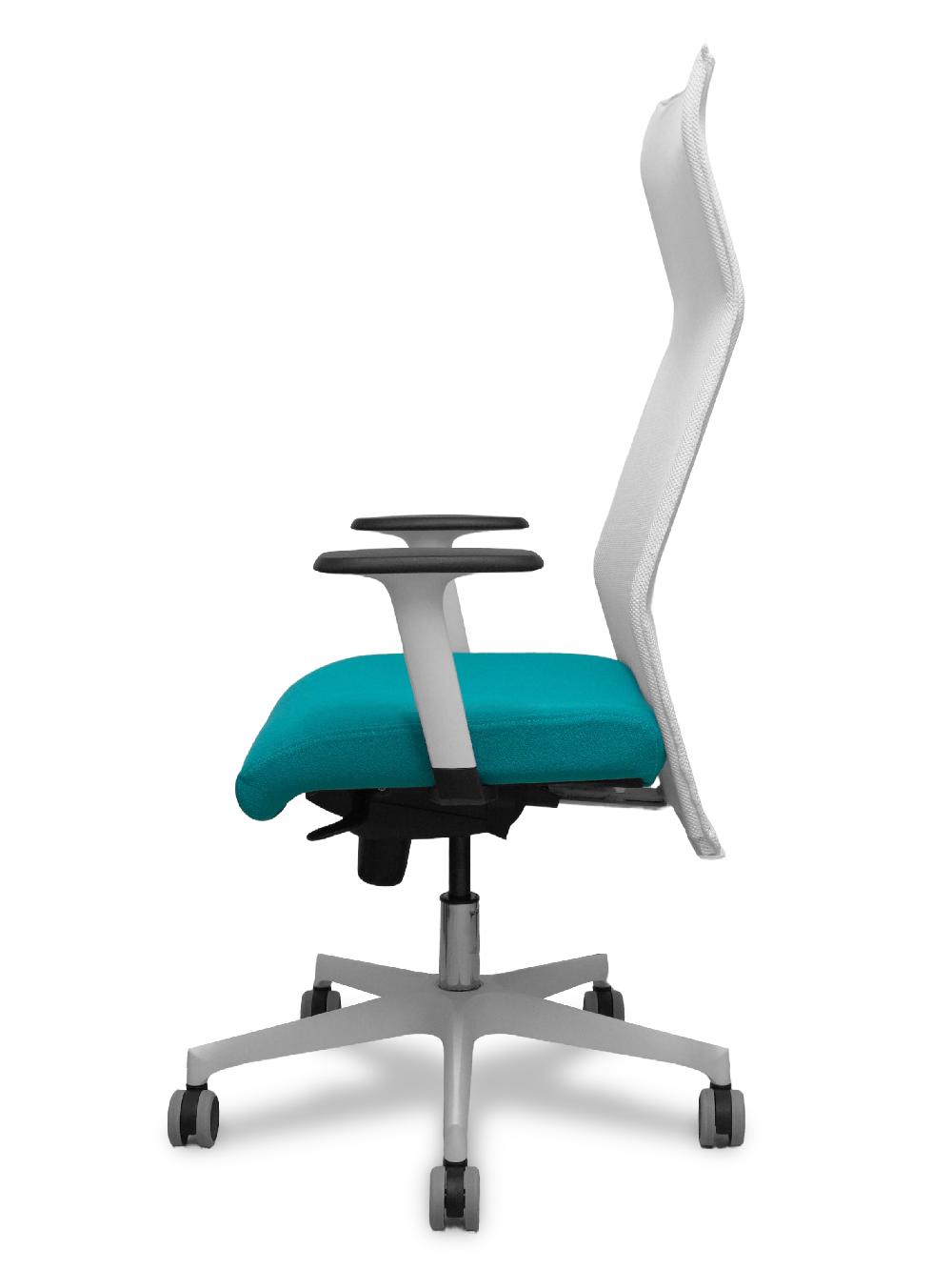 Piqueras Y Crespo Sillón Sahuco Blanco Bali Turquesa Brazos Blancos Base Blanca Ruedas Parqué 65mm