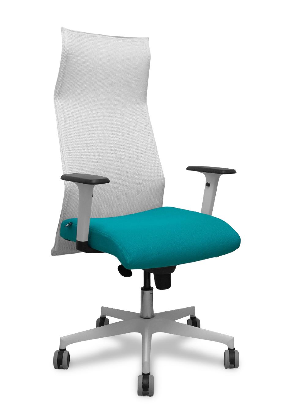 piqueras y crespo Sillón Sahuco blanco bali turquesa brazos blancos base blanca ruedas parqué 65mm