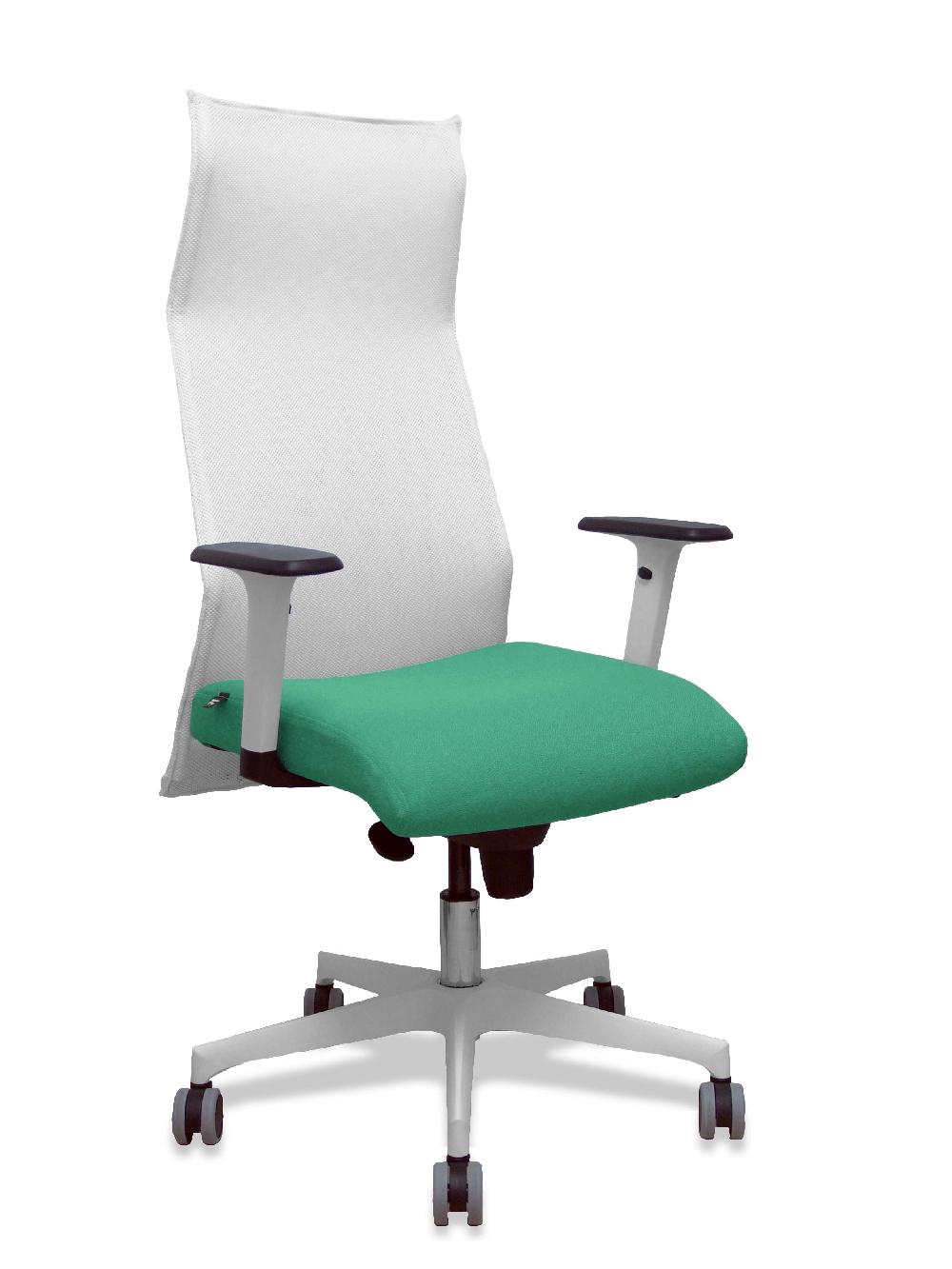 piqueras y crespo Sillón Sahuco blanco bali verde esmeralda brazos blancos base blanca ruedas parqué 65mm