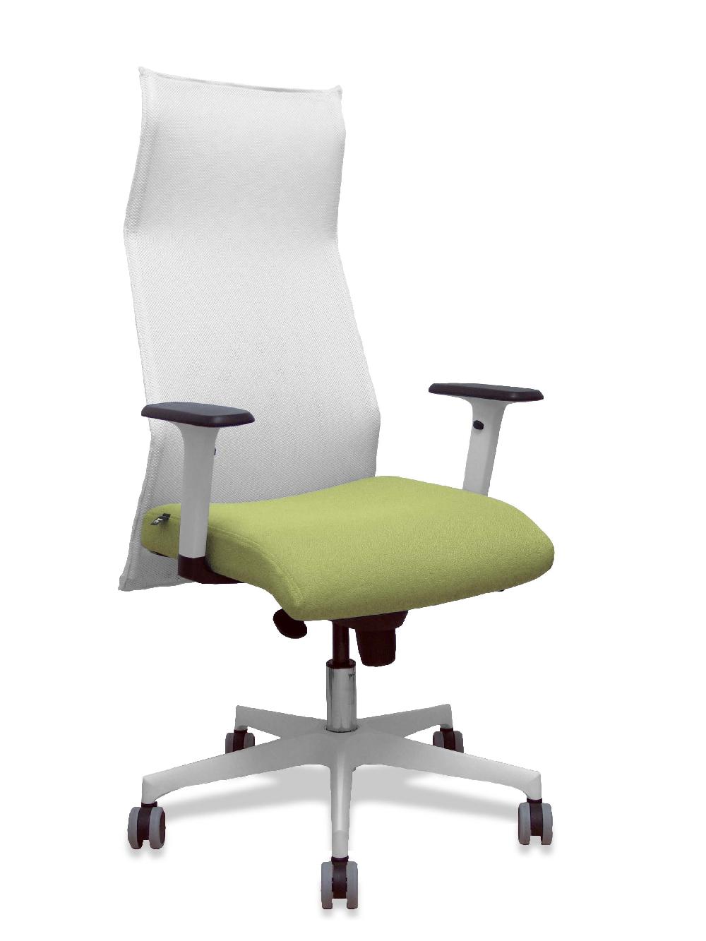 Piqueras Y Crespo Sillón Sahuco Blanco Bali Verde Oliva Brazos Blancos Base Blanca Ruedas Parqué 65mm