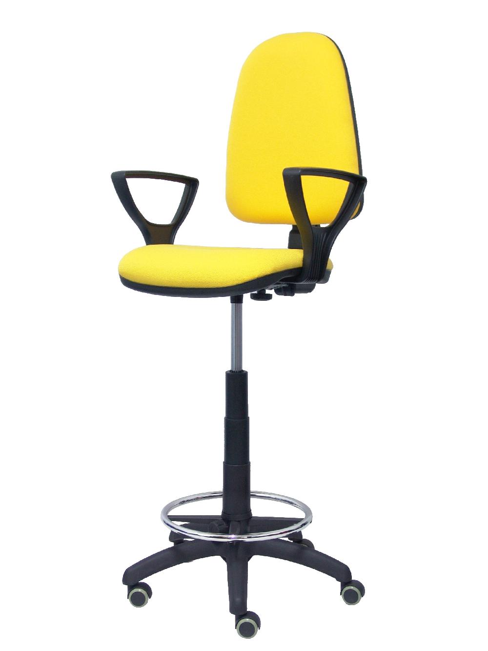 Piqueras Y Crespo Taburete Ayna Bali Amarillo Brazos Fijos Ruedas De Parqué