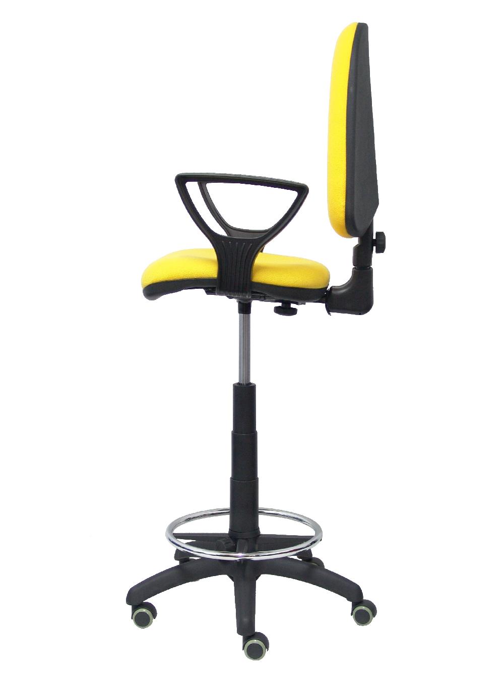 Piqueras Y Crespo Taburete Ayna Bali Amarillo Brazos Fijos Ruedas De Parqué