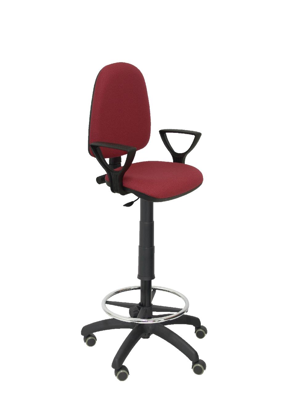 piqueras y crespo Taburete Ayna bali granate brazos fijos ruedas de parqué