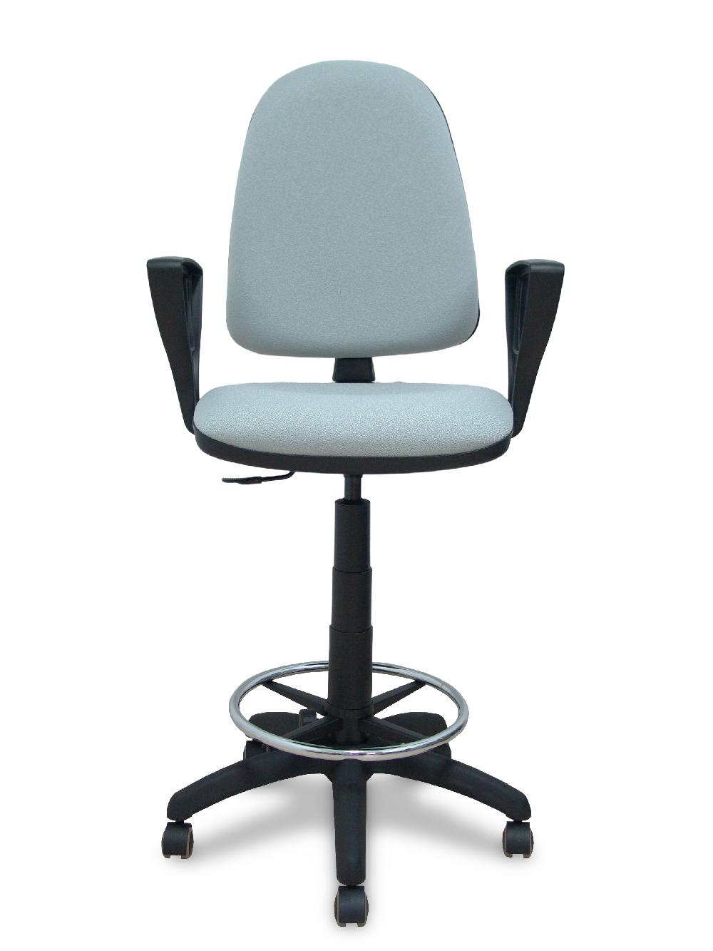 Piqueras Y Crespo Taburete Ayna Bali Gris Claro Brazos Fijos Ruedas De Parqué