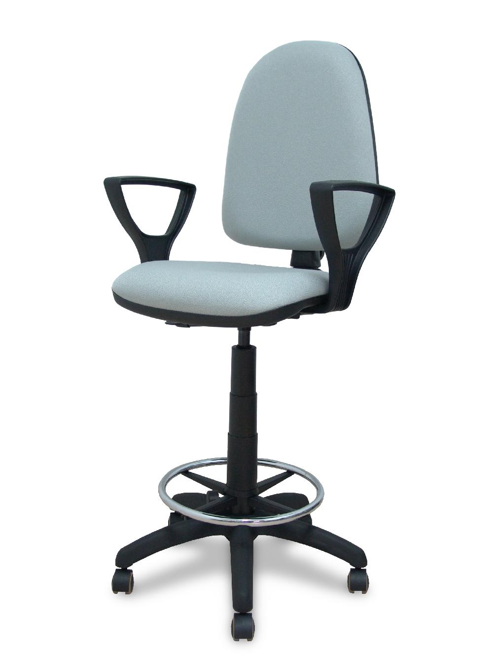 Piqueras Y Crespo Taburete Ayna Bali Gris Claro Brazos Fijos Ruedas De Parqué