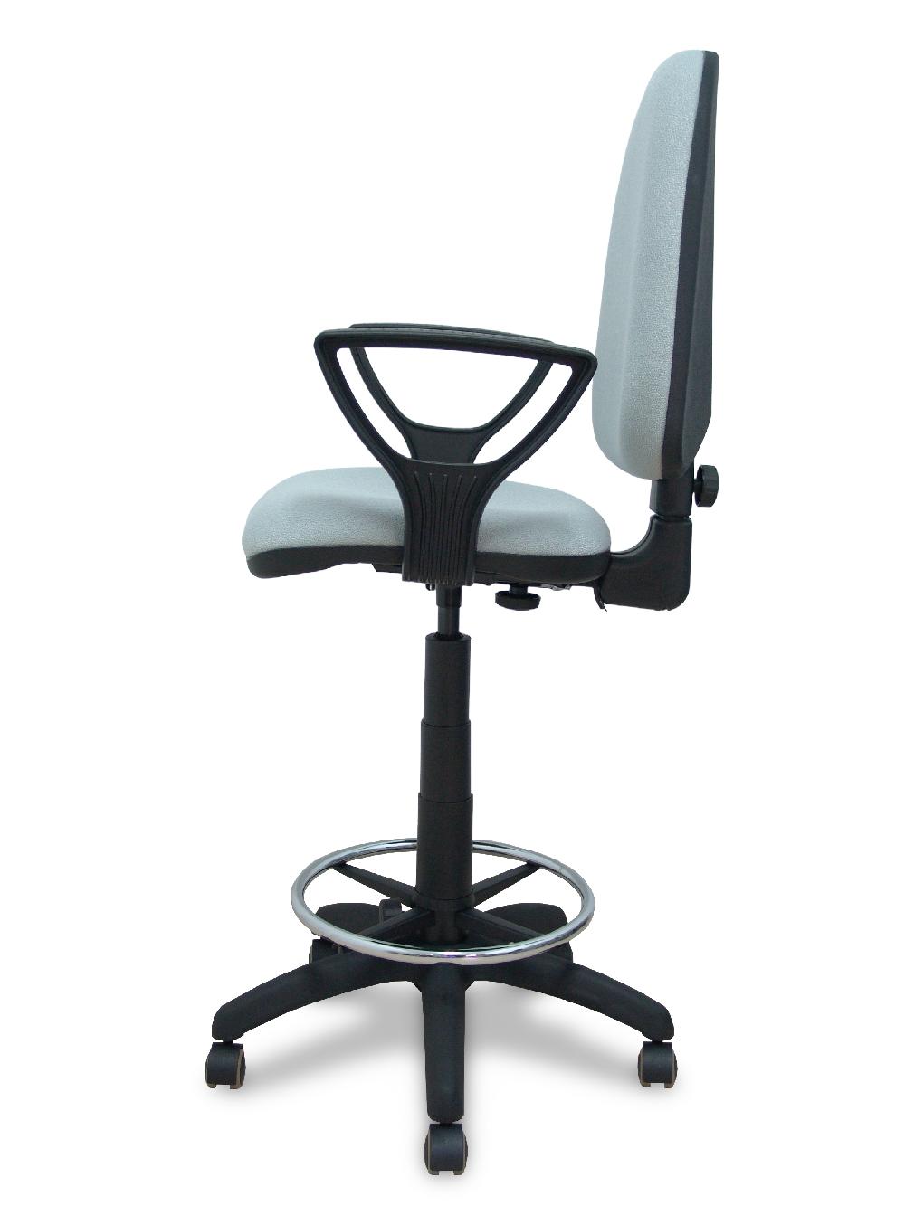 Piqueras Y Crespo Taburete Ayna Bali Gris Claro Brazos Fijos Ruedas De Parqué