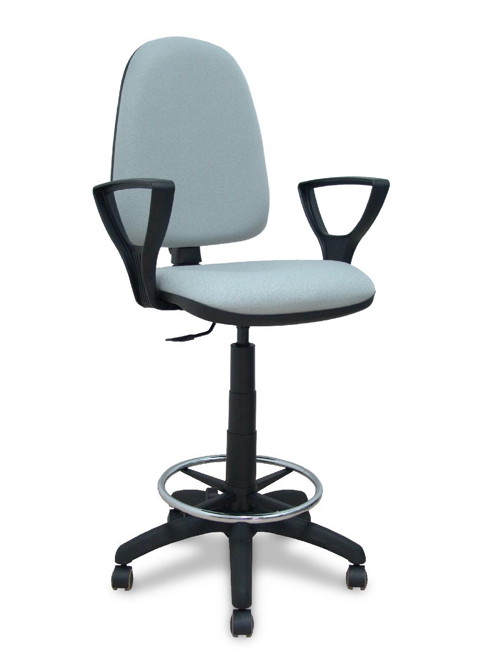 piqueras y crespo Taburete Ayna bali gris claro brazos fijos ruedas de parqué