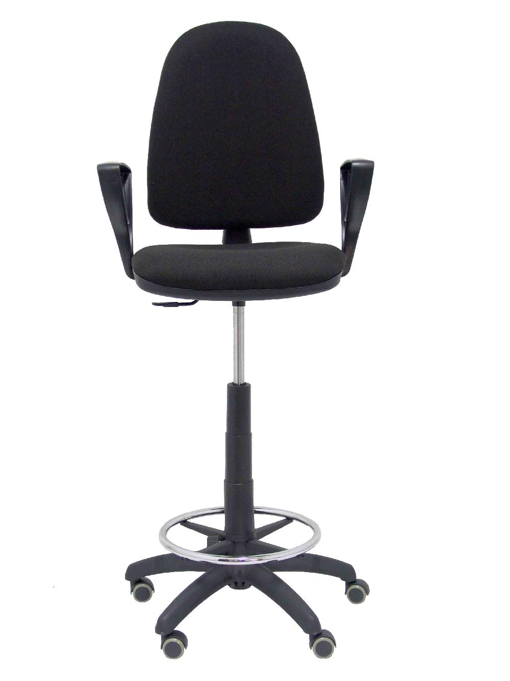 Piqueras Y Crespo Taburete Ayna Bali Negro Brazos Fijos Ruedas De Parqué