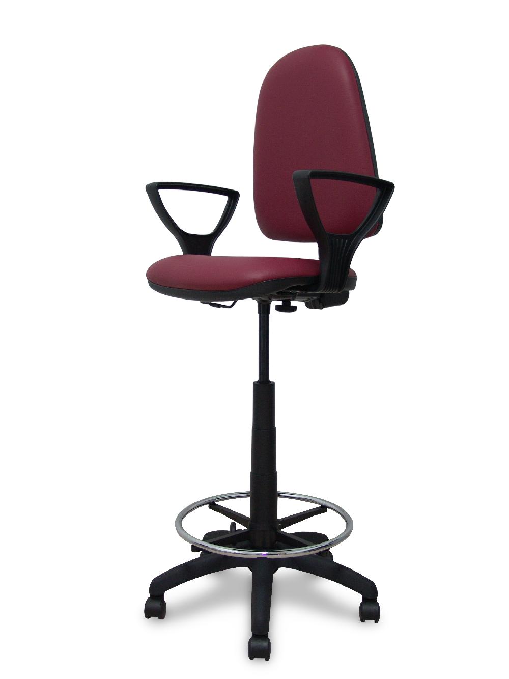 Piqueras Y Crespo Taburete Aýna Similpiel Granate Con Brazos Fijos