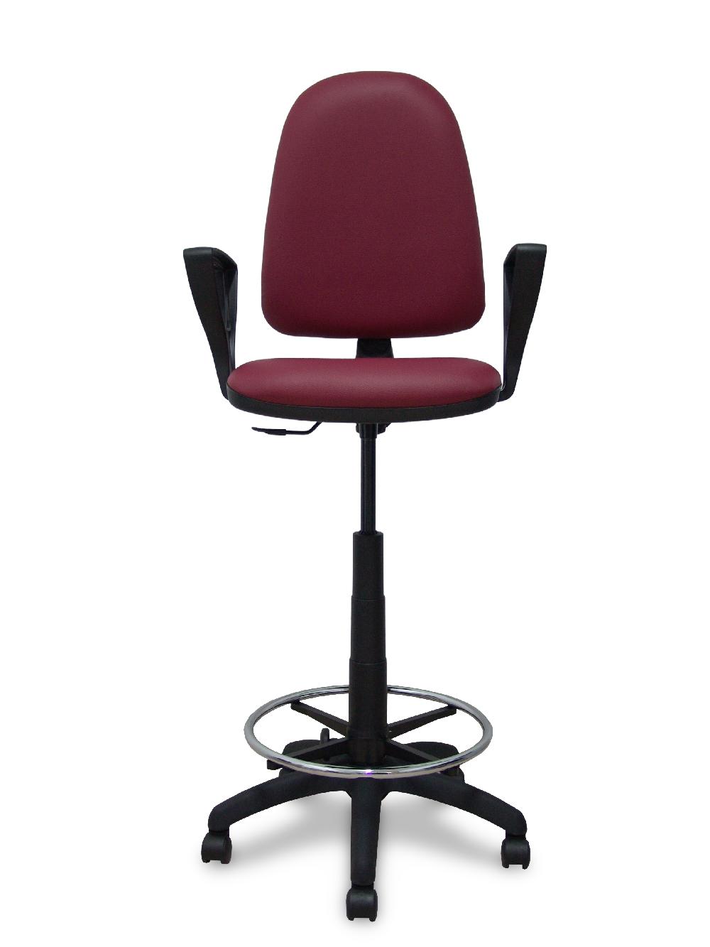 Piqueras Y Crespo Taburete Aýna Similpiel Granate Con Brazos Fijos