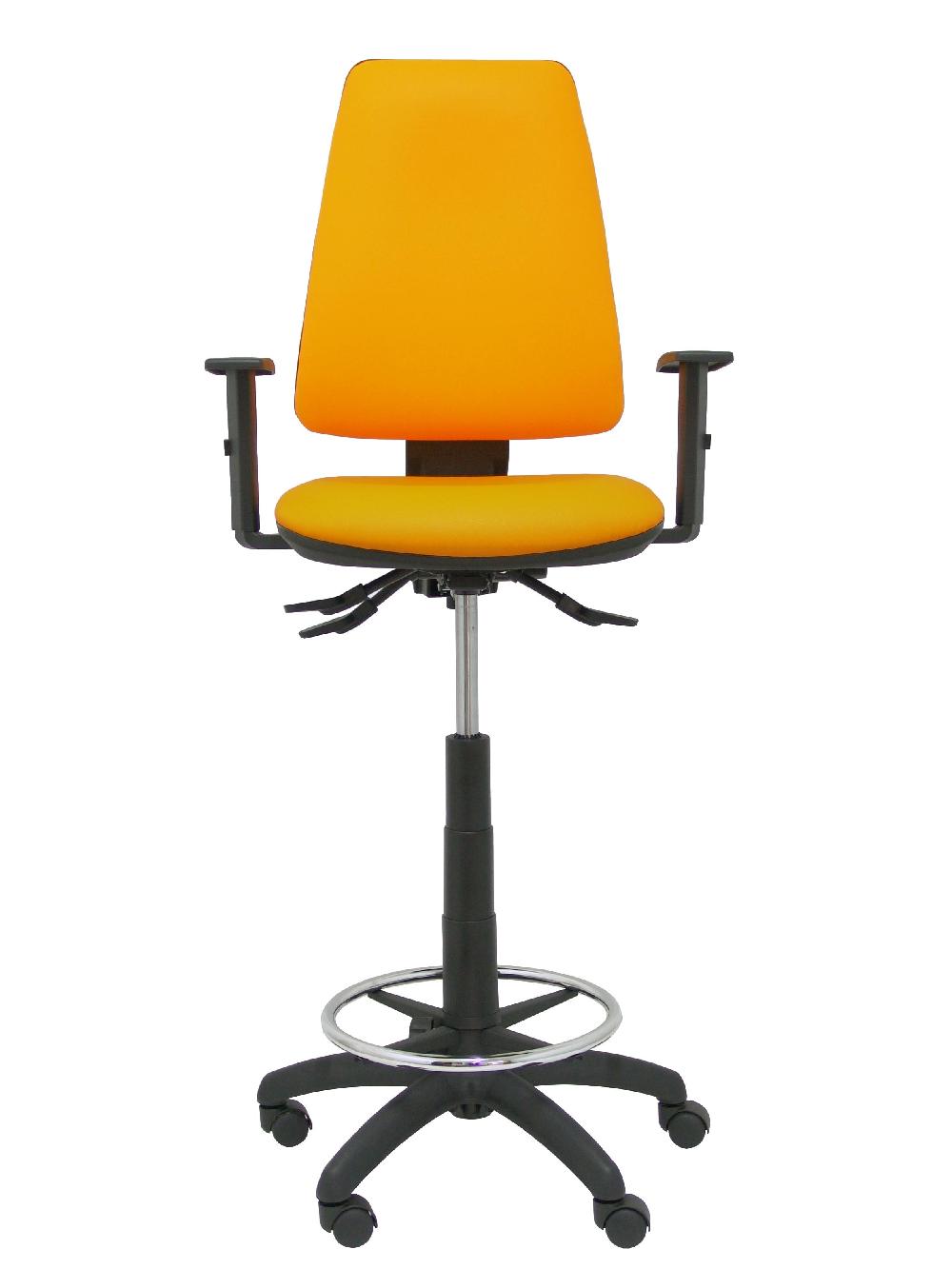 Piqueras Y Crespo Taburete Elche S Similpiel Naranja Brazos Regulables