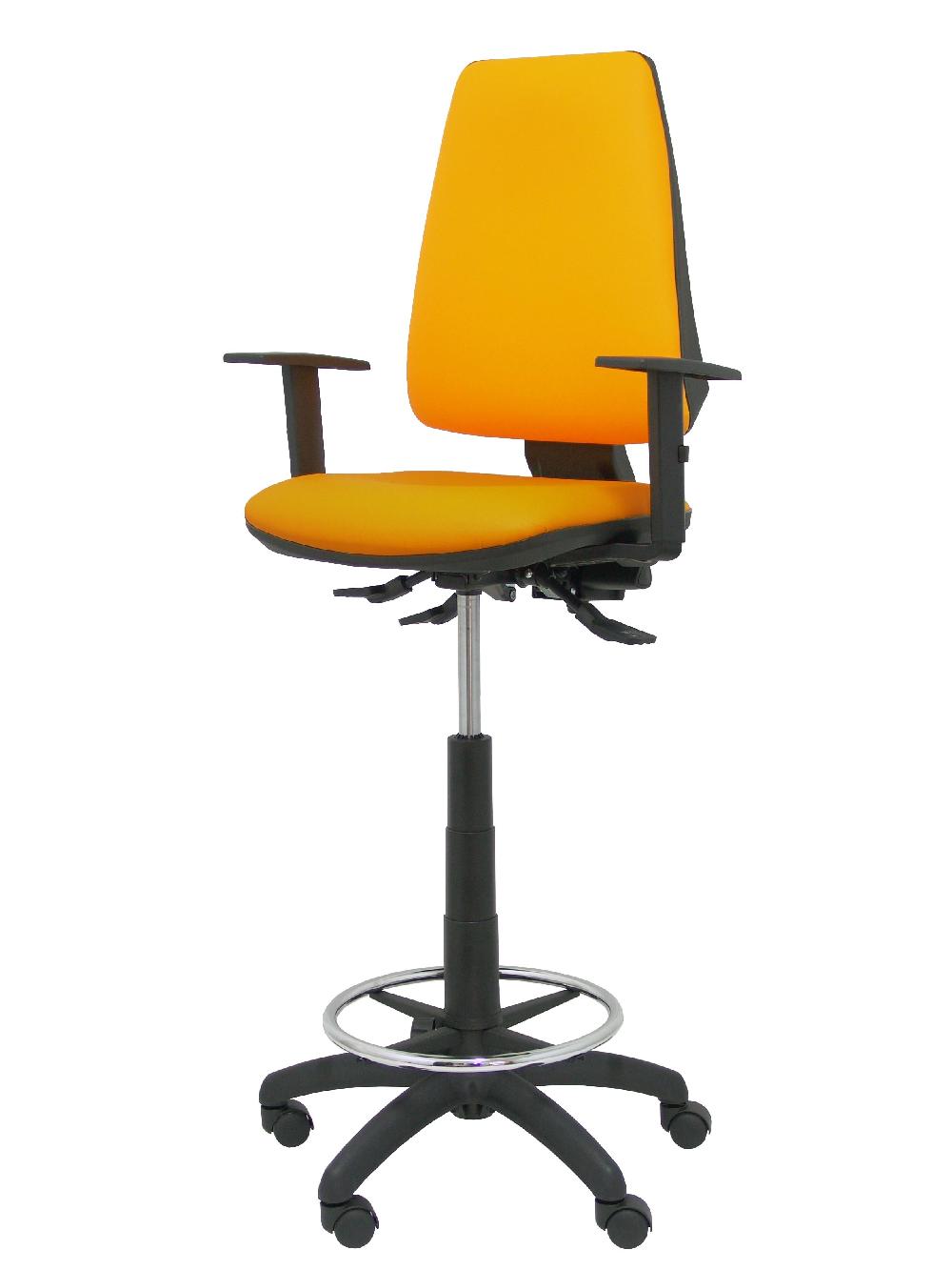 Piqueras Y Crespo Taburete Elche S Similpiel Naranja Brazos Regulables