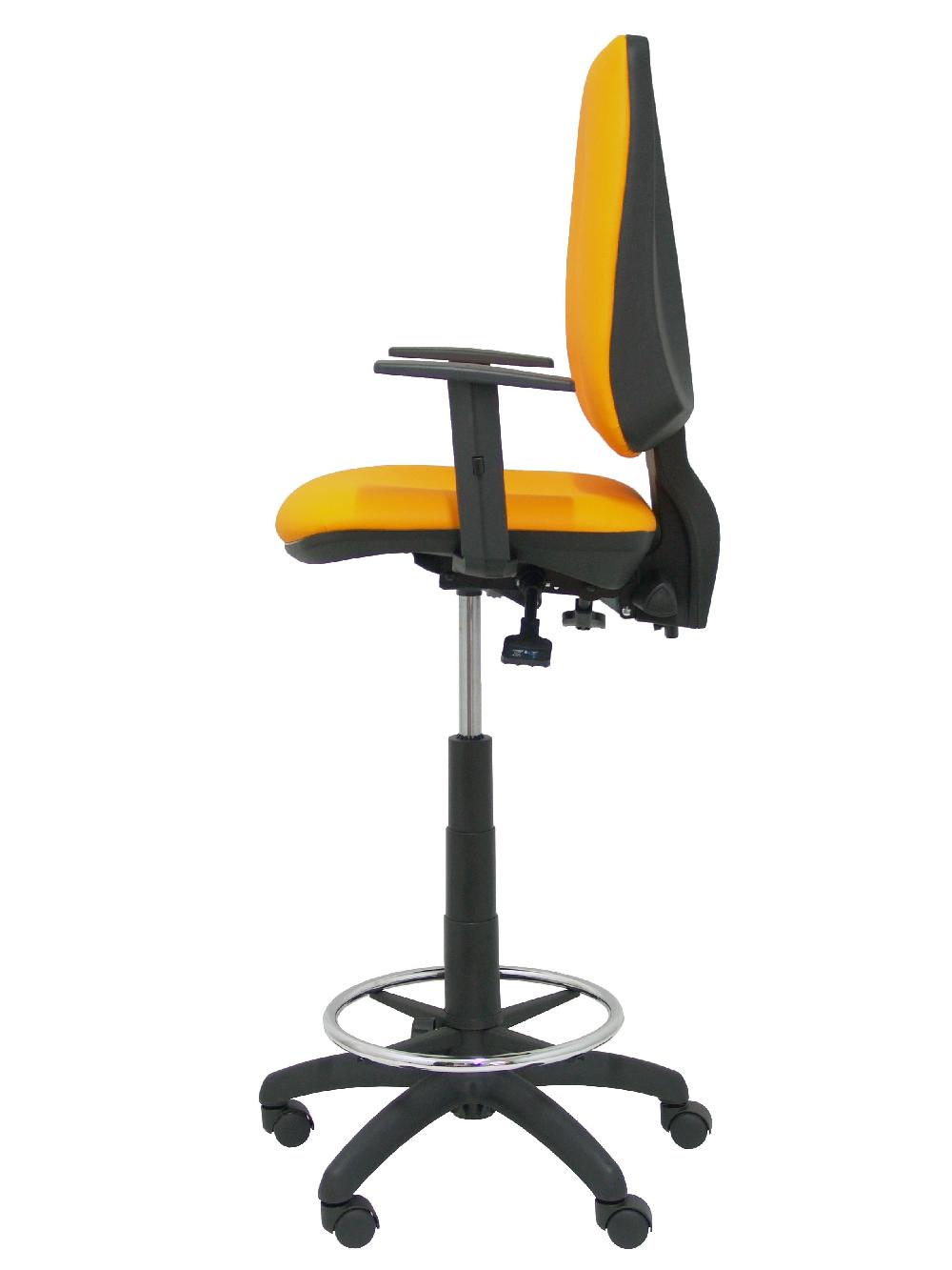 Piqueras Y Crespo Taburete Elche S Similpiel Naranja Brazos Regulables