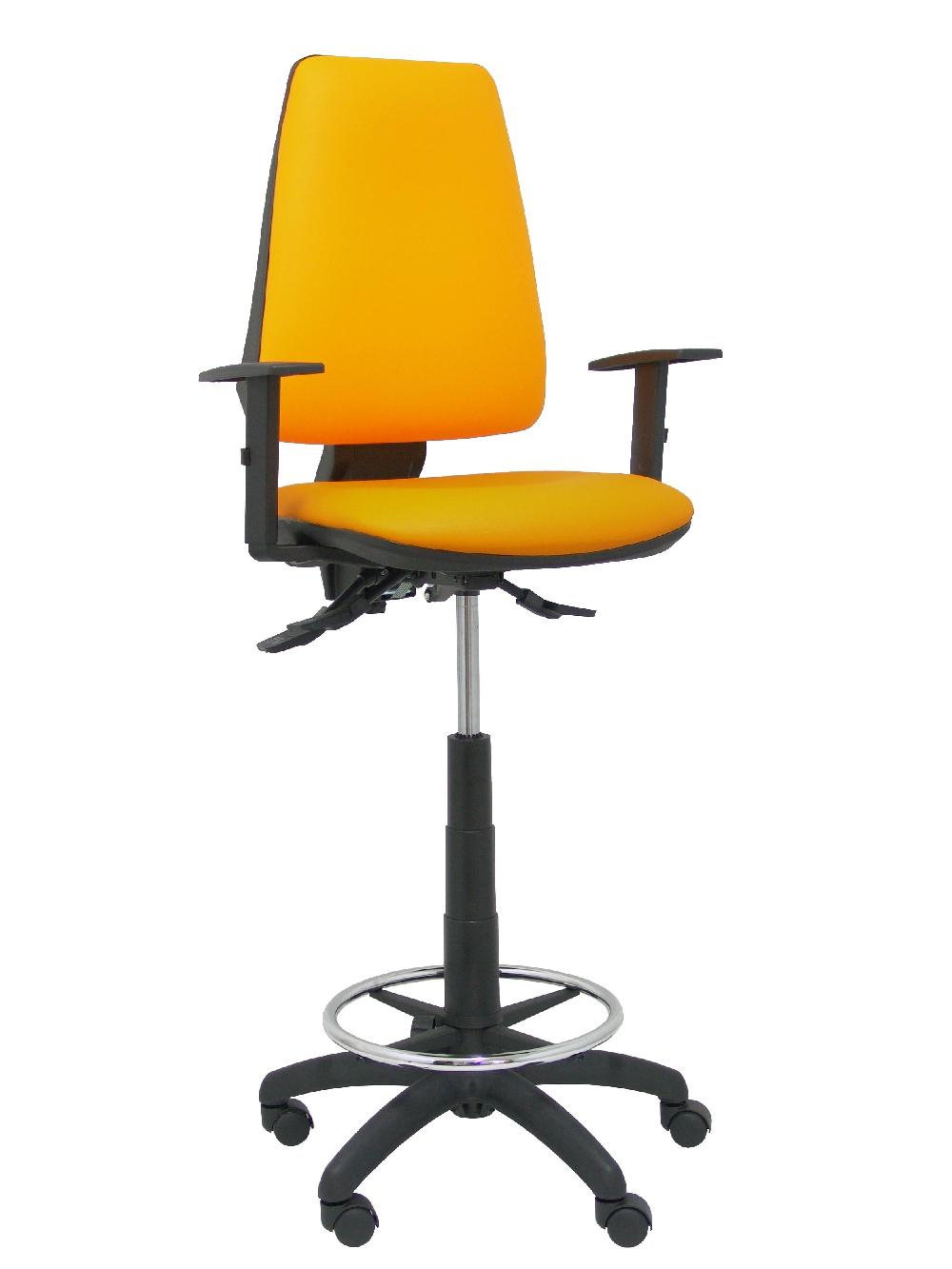 piqueras y crespo Taburete Elche S similpiel naranja brazos regulables