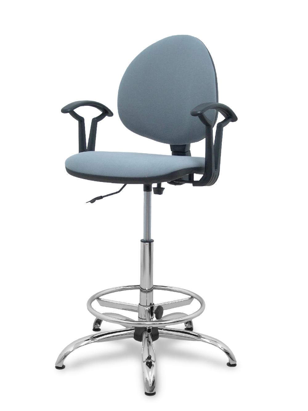 Piqueras Y Crespo Taburete Smart Micro Gris Brazos Fijos Base Cromada Y Topes