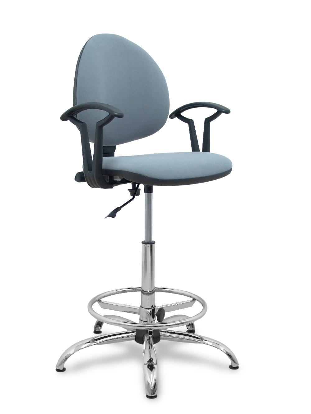 piqueras y crespo Taburete Smart micro gris brazos fijos base cromada y topes