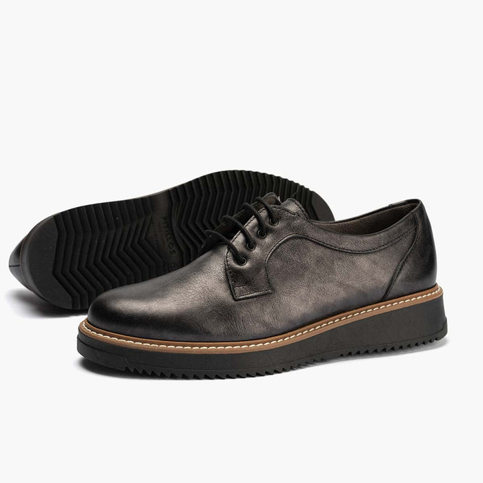 Pitillos Blucher En Laminado Para Mujer Color Antracita