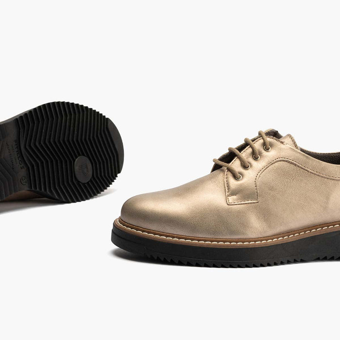 Pitillos Blucher En Laminado Para Mujer Color Piedra