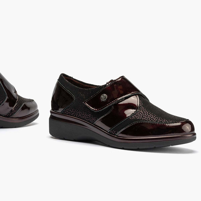 Pitillos Blucher Lycra Con Velcro De Mujer Color Burdeos