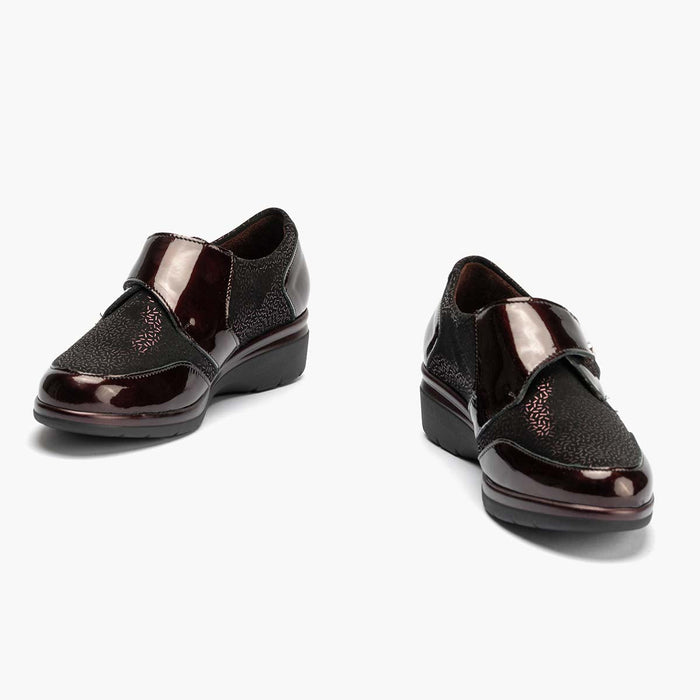 Pitillos Blucher Lycra Con Velcro De Mujer Color Burdeos