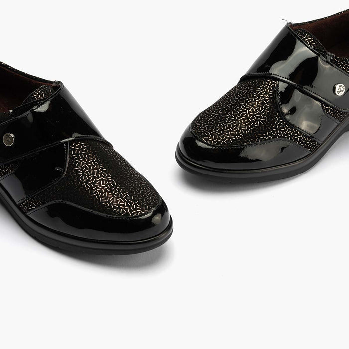 Pitillos Blucher Lycra Con Velcro Para Mujer Color Negro