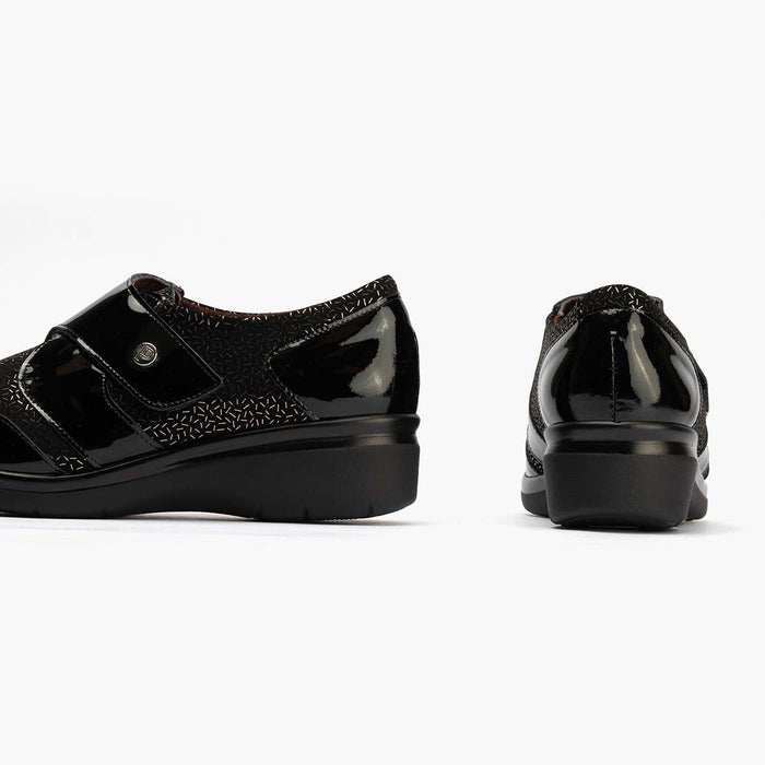 Pitillos Blucher Lycra Con Velcro Para Mujer Color Negro