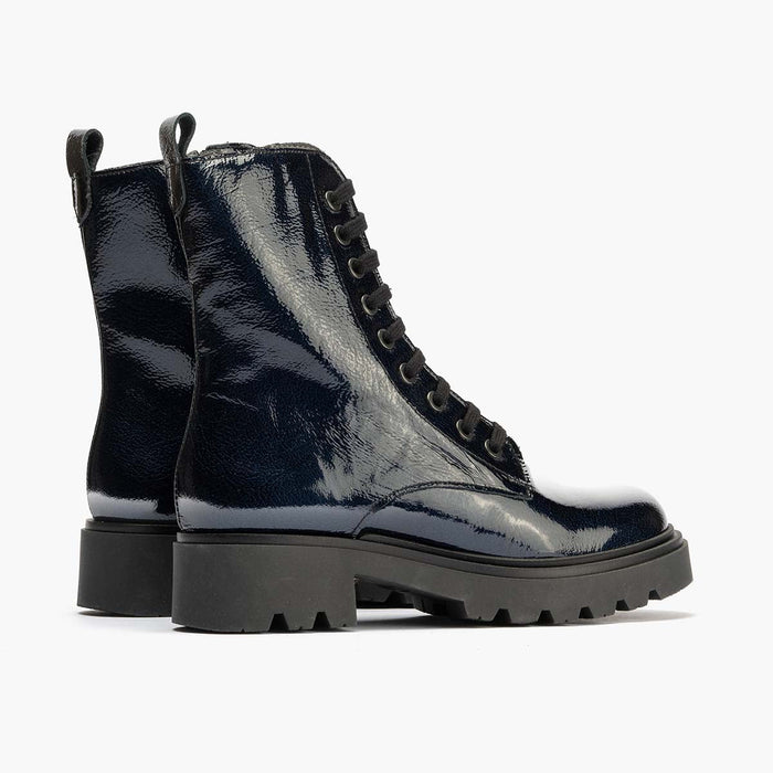 Pitillos Bota Militar En Charol Para Mujer Color Marino