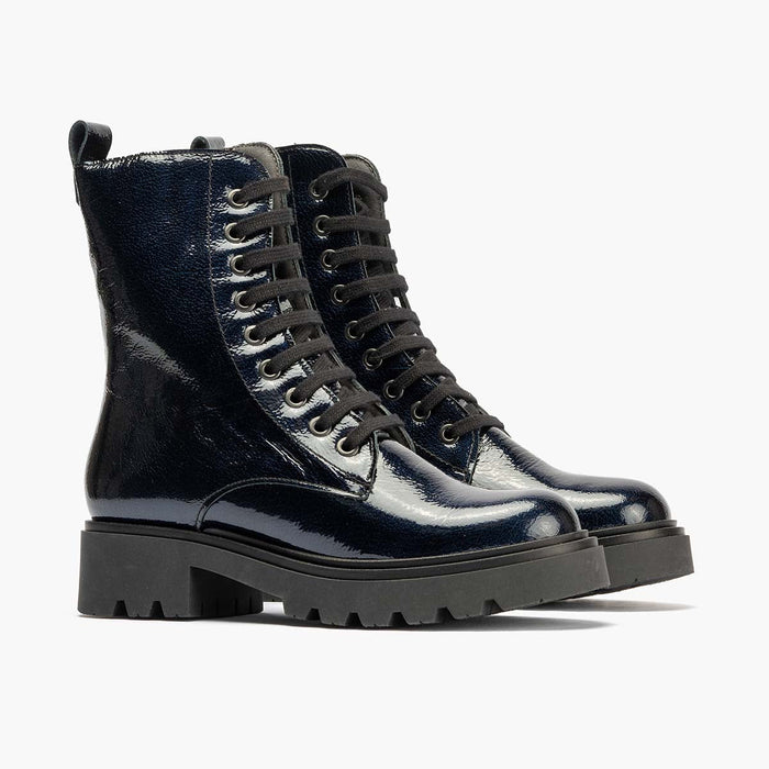 pitillos Bota Militar en Charol para mujer color marino